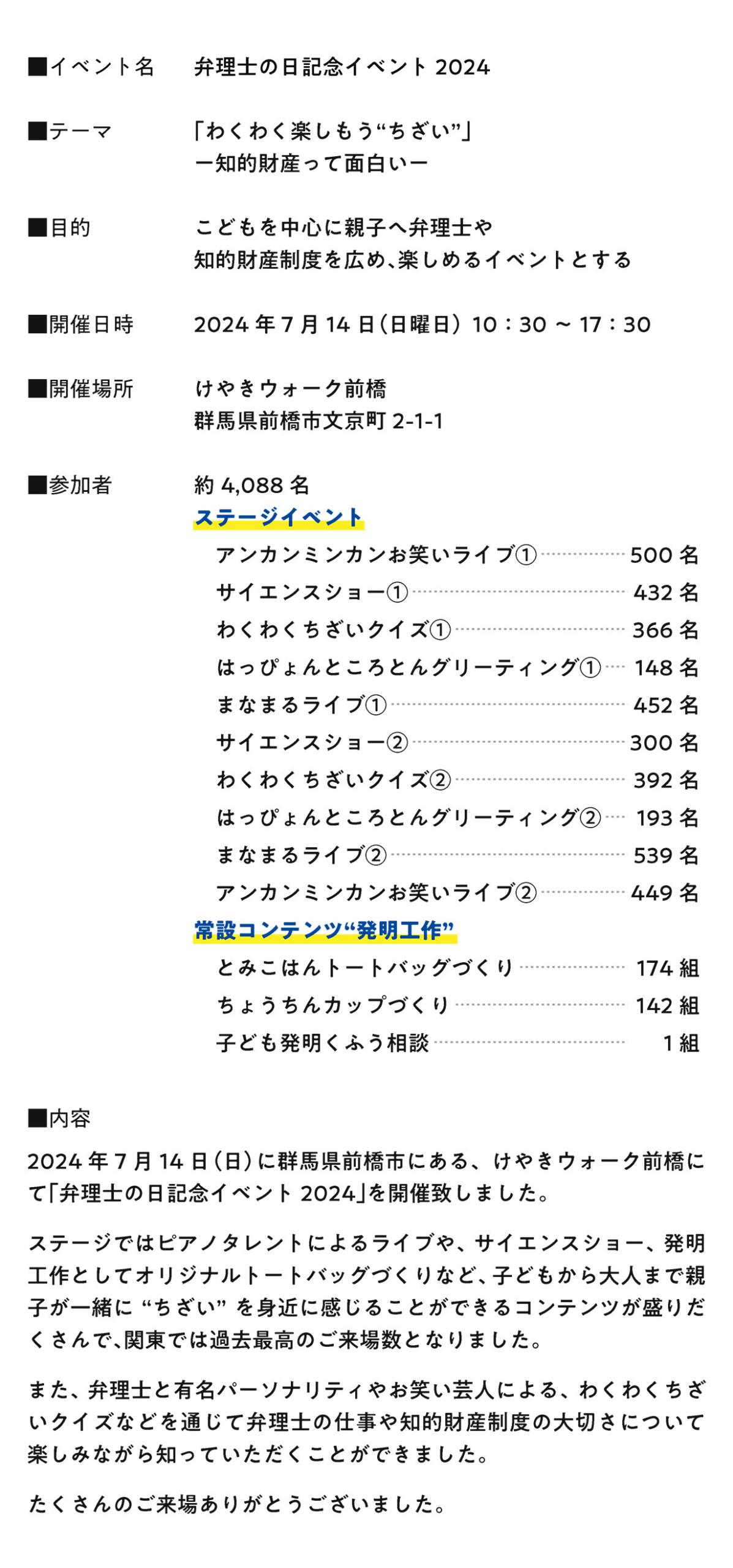 2024年　弁理士の日の記念イベント